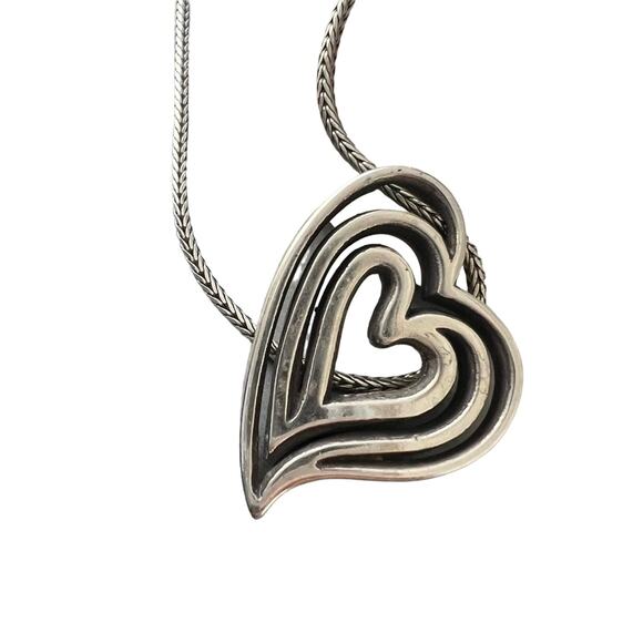 Brighton Reversible Heart Silver Tone Necklace - Picture 1 of 9